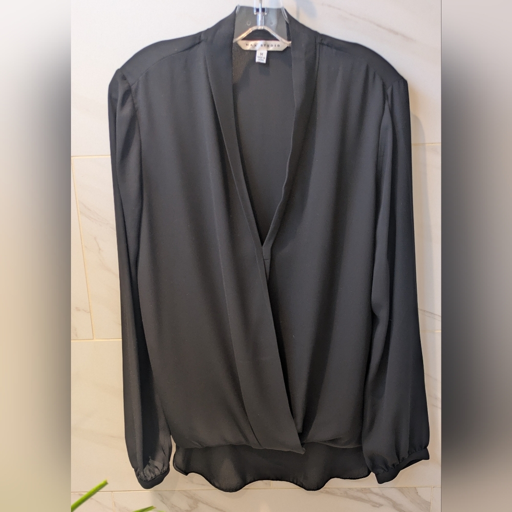 Silky Loose V neck Max Studio PopOver Blouse